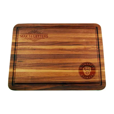 Milwaukee Brewers Large Acacia Personalized Cutting & Serving Board