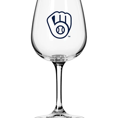 Verre à vin à pied de 12 oz avec logo des Milwaukee Brewers