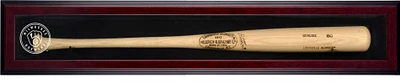Milwaukee Brewers Mahogany Framed Single Bat 2020-Present Logo Display Case