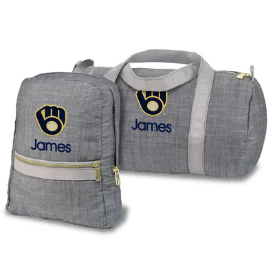Milwaukee Brewers Personalized Small Backpack and Duffle Bag Set