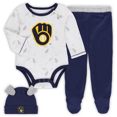 Outerstuff Newborn & Infant Navy/White Atlanta Braves Dream Team Bodysuit Hat Footed Pants Set