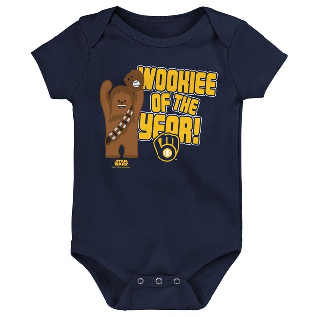 Body pour nouveau-né et bébé Milwaukee Brewers Star Wars Wookie de l'année bleu marine