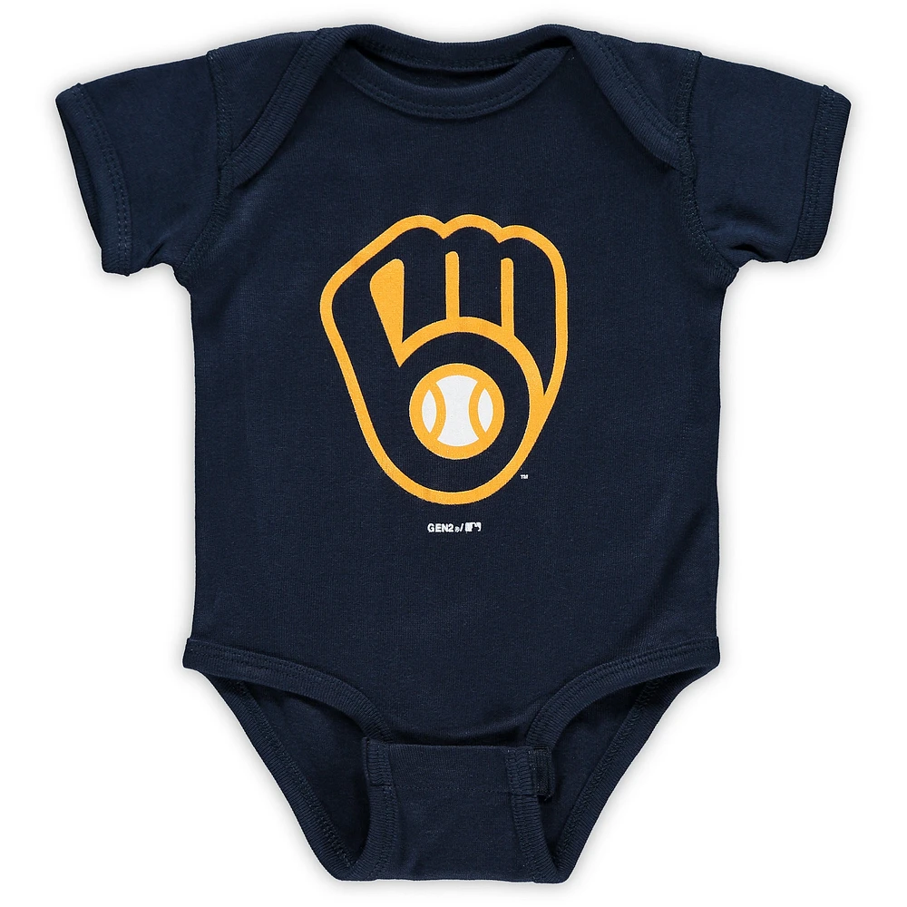 Newborn & Infant Navy Milwaukee Brewers Team Primary Logo Bodysuit