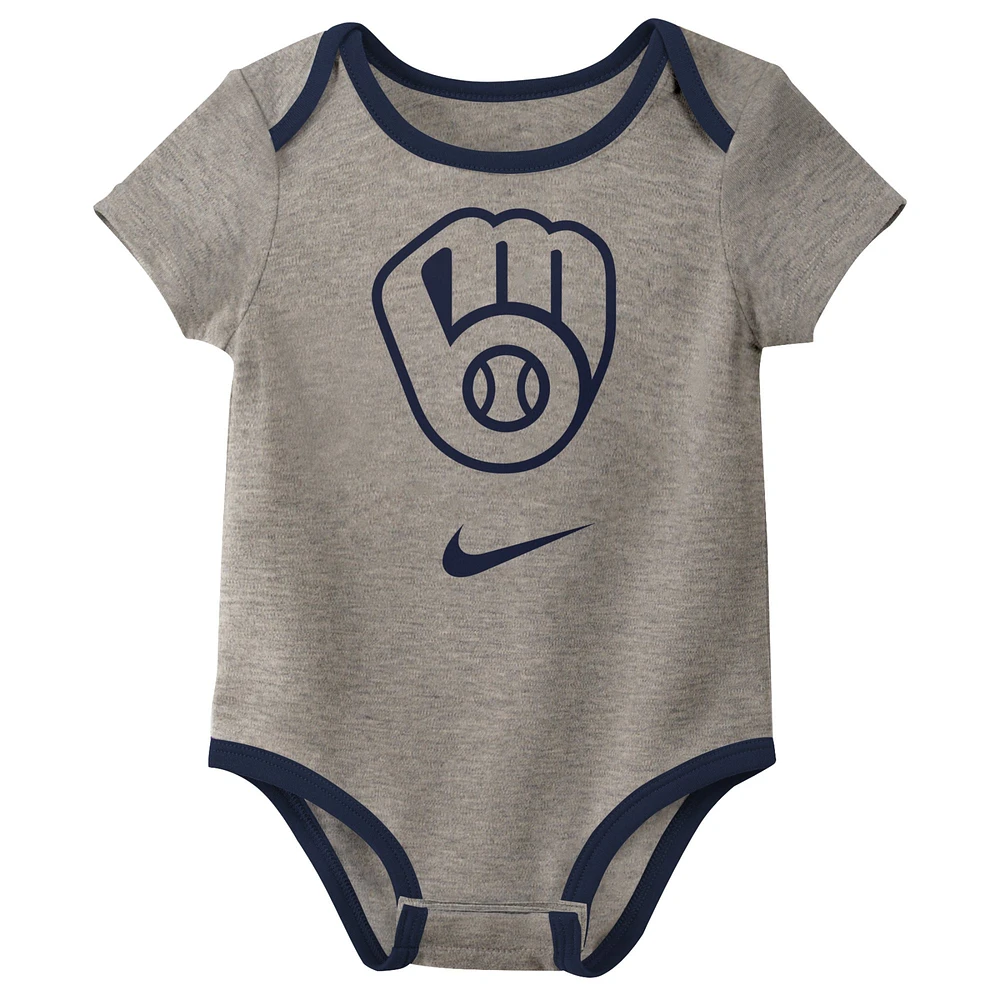 Newborn & Infant Nike Milwaukee Brewers Three-Pack Bodysuit Set