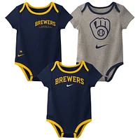 Ensemble de trois bodys Nike Milwaukee Brewers pour nouveau-nés et nourrissons