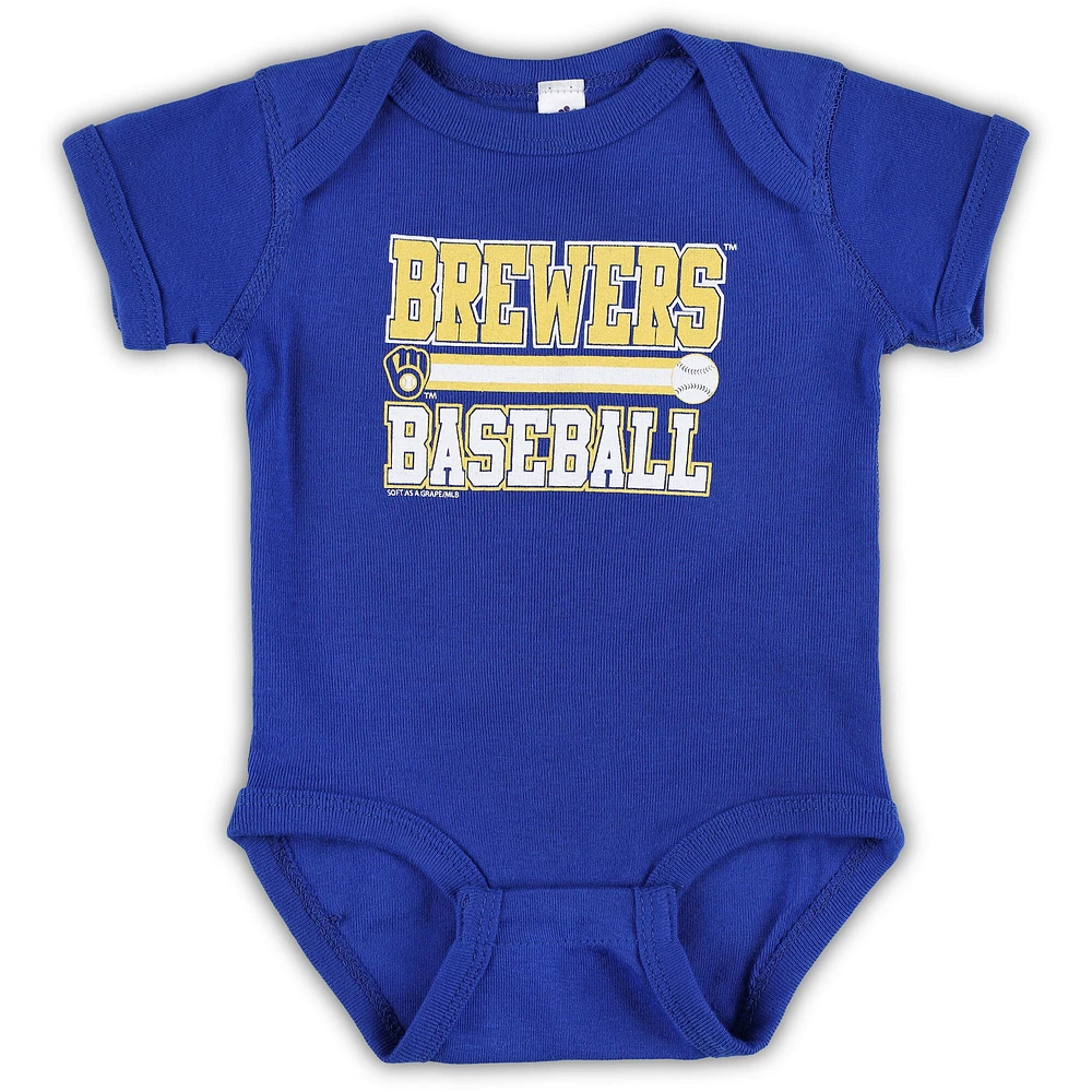 Newborn & Infant Soft as a Grape Navy/Royal Milwaukee Brewers 2-Piece Body Suit