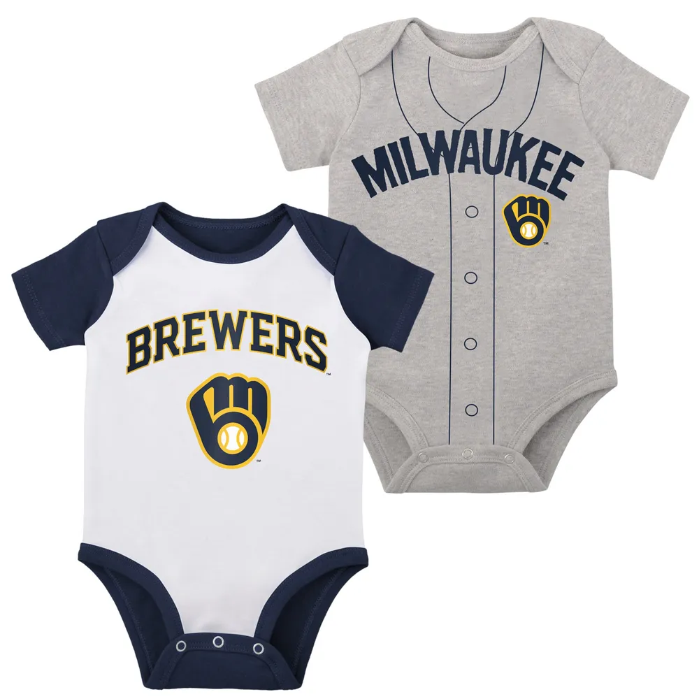 Fanatics Men's Branded Heathered Gray, Navy Milwaukee Brewers