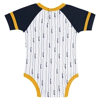 Newborn & Infant White Milwaukee Brewers Base Hitter Bodysuit, Bib Bootie Set