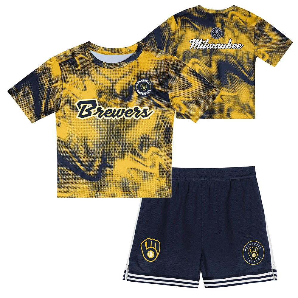 Preschool  Gold Milwaukee Brewers Hitter Infielder 2-Piece Set