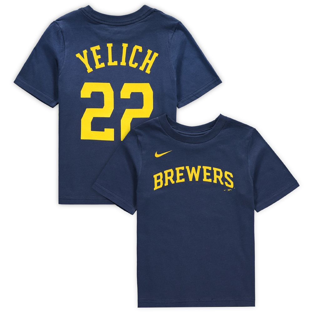 Preschool Nike Christian Yelich Navy Milwaukee Brewers Player Name & Number - T-Shirt