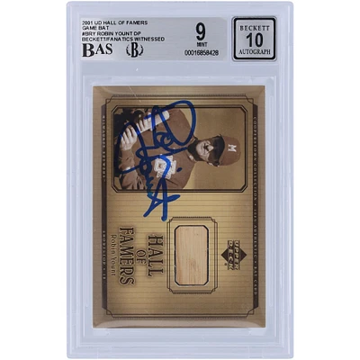 Carte 9/10 authentifiée signée Robin Yount des Milwaukee Brewers, relique de la batte de match Upper Deck Hall of Famers #B-RY Beckett Fanatics Witnessed