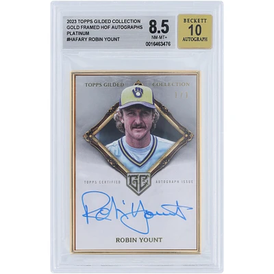 Robin Yount Milwaukee Brewers Autographed 2023 Topps Gilded Collection Gold Framed Platinum #HAFA-RY #1/1 BGS Authenticated 8.5/10 Card 