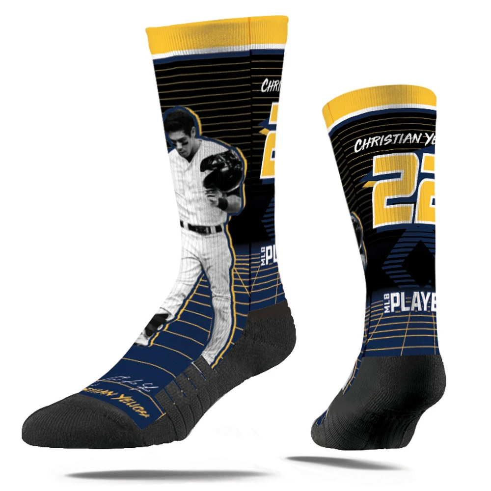 Strideline Christian Yelich Milwaukee Brewers Synthwave Premium Full Sub Crew Chaussettes