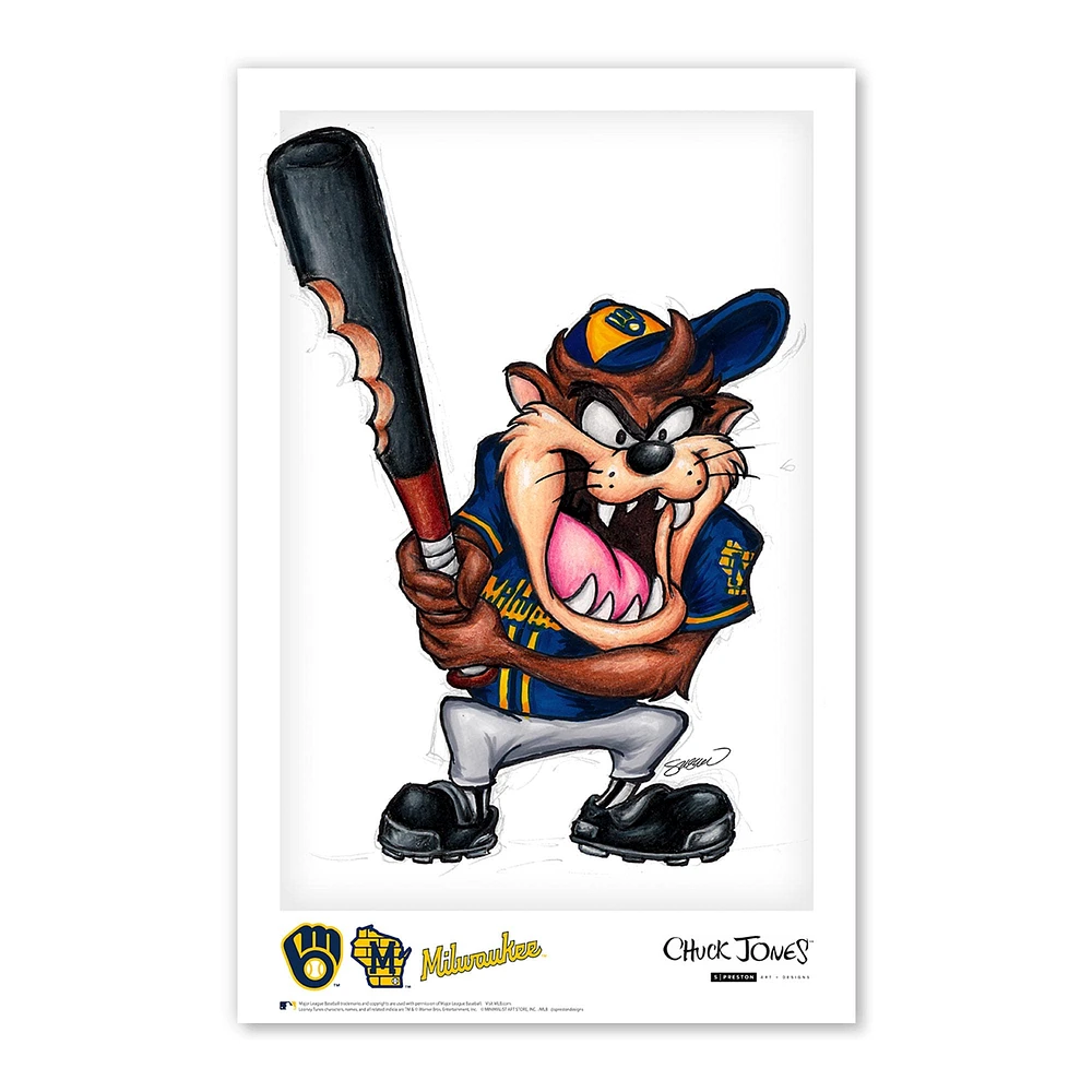 Diable de Tasmanie Milwaukee Brewers 11"x 17" Looney Tunes affiche imprimée