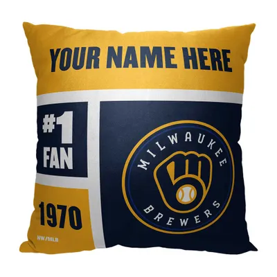 Milwaukee Brewers The Northwest Group 18'' x 18'' Colorblock Personalized Throw Pillow