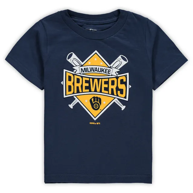 Stitches Youth Stitches Navy Milwaukee Brewers Team Logo Jersey