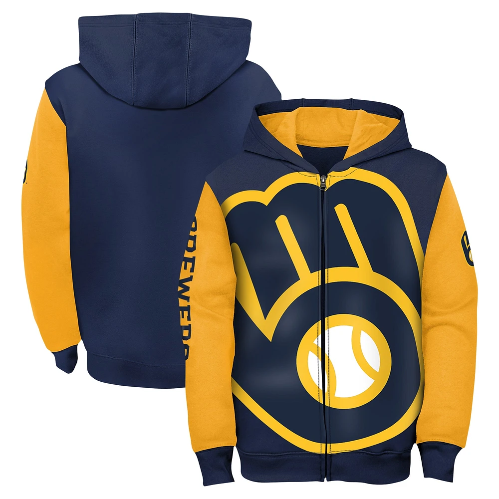 Toddler Navy Milwaukee Brewers Postcard Full-Zip Hoodie