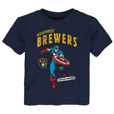 Milwaukee Brewers Toddler Team Captain America Marvel T-Shirt - Navy