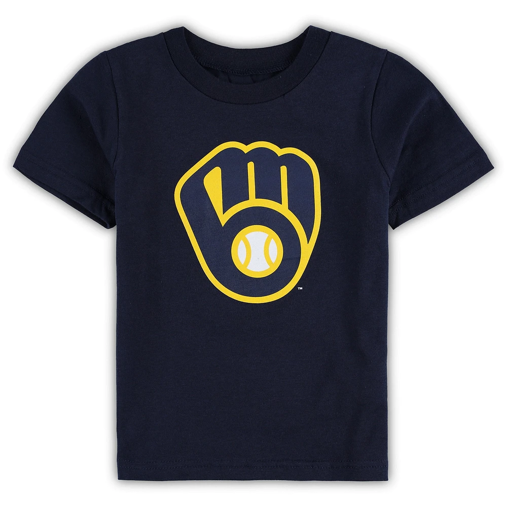 Women's Fanatics Branded Navy Milwaukee Brewers Logo Fitted T-Shirt