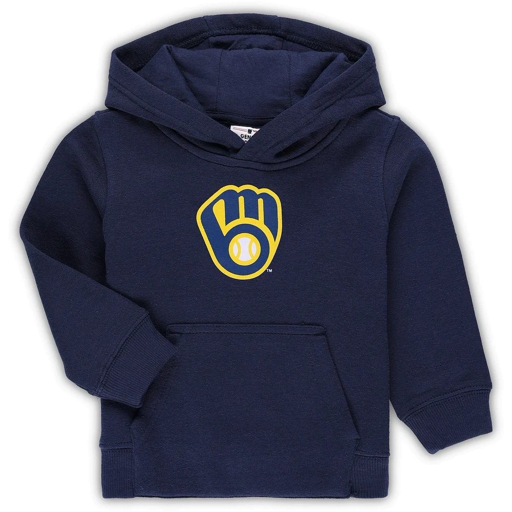 Sweat à capuche en molleton avec logo principal de l'équipe Milwaukee Brewers bleu marine pour tout-petit