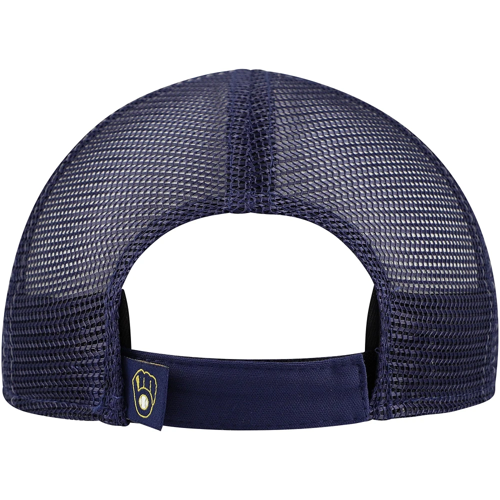 Toddler New Era  White/Navy Milwaukee Brewers Painted A-Frame 9FORTY Trucker Adjustable Hat