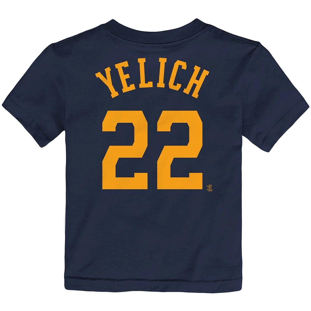 T-shirt Nike Christian Yelich pour tout-petit, bleu marine, nom et numéro du joueur des Milwaukee Brewers