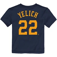 T-shirt Nike Christian Yelich pour tout-petit, bleu marine, nom et numéro du joueur des Milwaukee Brewers