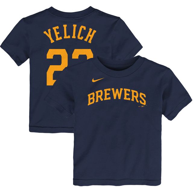 Enfant en bas âge Nike Christian Yelich Navy Milwaukee Brewers Player Name & Number - T-shirt