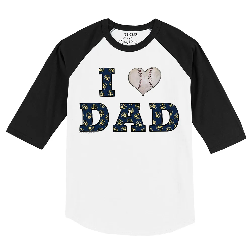Lids Milwaukee Brewers Tiny Turnip Toddler I Love Dad 3/4-Sleeve Raglan  T-Shirt - White/Black