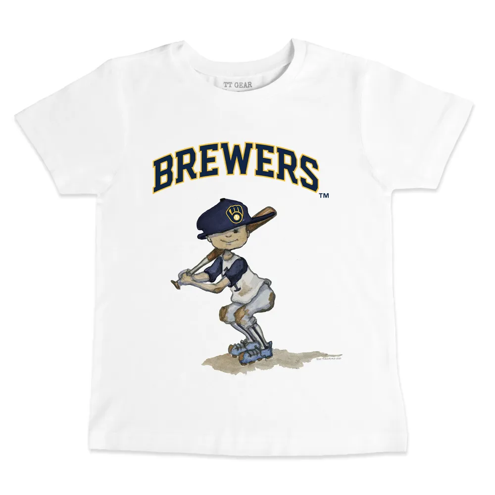 Lids Milwaukee Brewers Tiny Turnip Youth Baseball Flag Raglan 3/4 Sleeve T- Shirt - White/Black