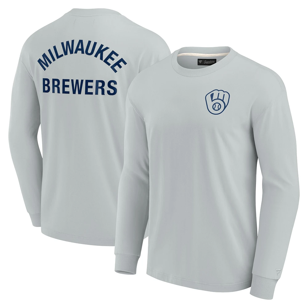 Unisex Fanatics Gray Milwaukee Brewers Elements Super Soft Long Sleeve T-Shirt