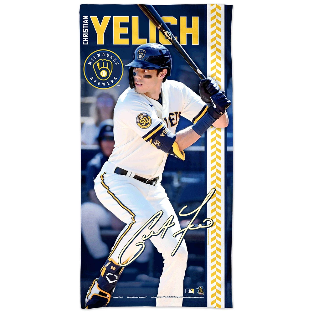 WinCraft Christian Yelich Milwaukee Brewers 30'' x 60'' Player Spectra - Serviette de plage