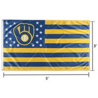 WinCraft Milwaukee Brewers 3' x 5' Americana Stars & Stripes Deluxe Flag