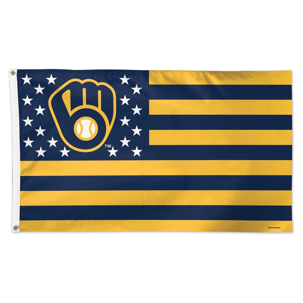 WinCraft Milwaukee Brewers 3' x 5' Americana Stars & Stripes Deluxe Flag