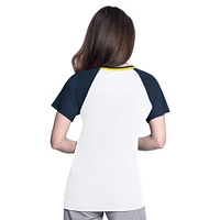 Women's G-III 4Her by Carl Banks  White/Navy Milwaukee Brewers Ball Park Raglan V-Neck T-Shirt