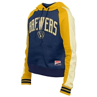 Women's New Era  Navy Milwaukee Brewers Cooperstown Collection Cropped Raglan Pullover Hoodie