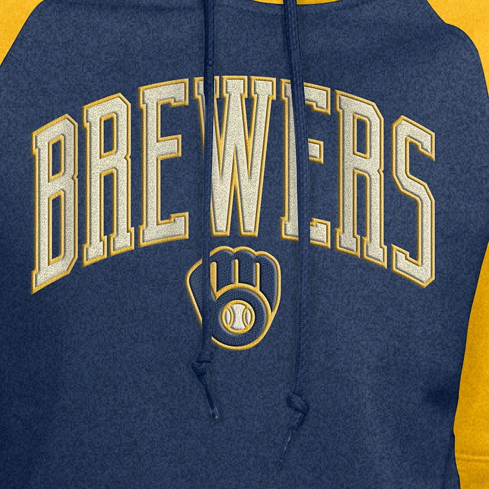 Women's New Era  Navy Milwaukee Brewers Cooperstown Collection Cropped Raglan Pullover Hoodie