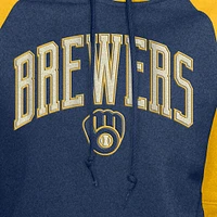 Women's New Era  Navy Milwaukee Brewers Cooperstown Collection Cropped Raglan Pullover Hoodie