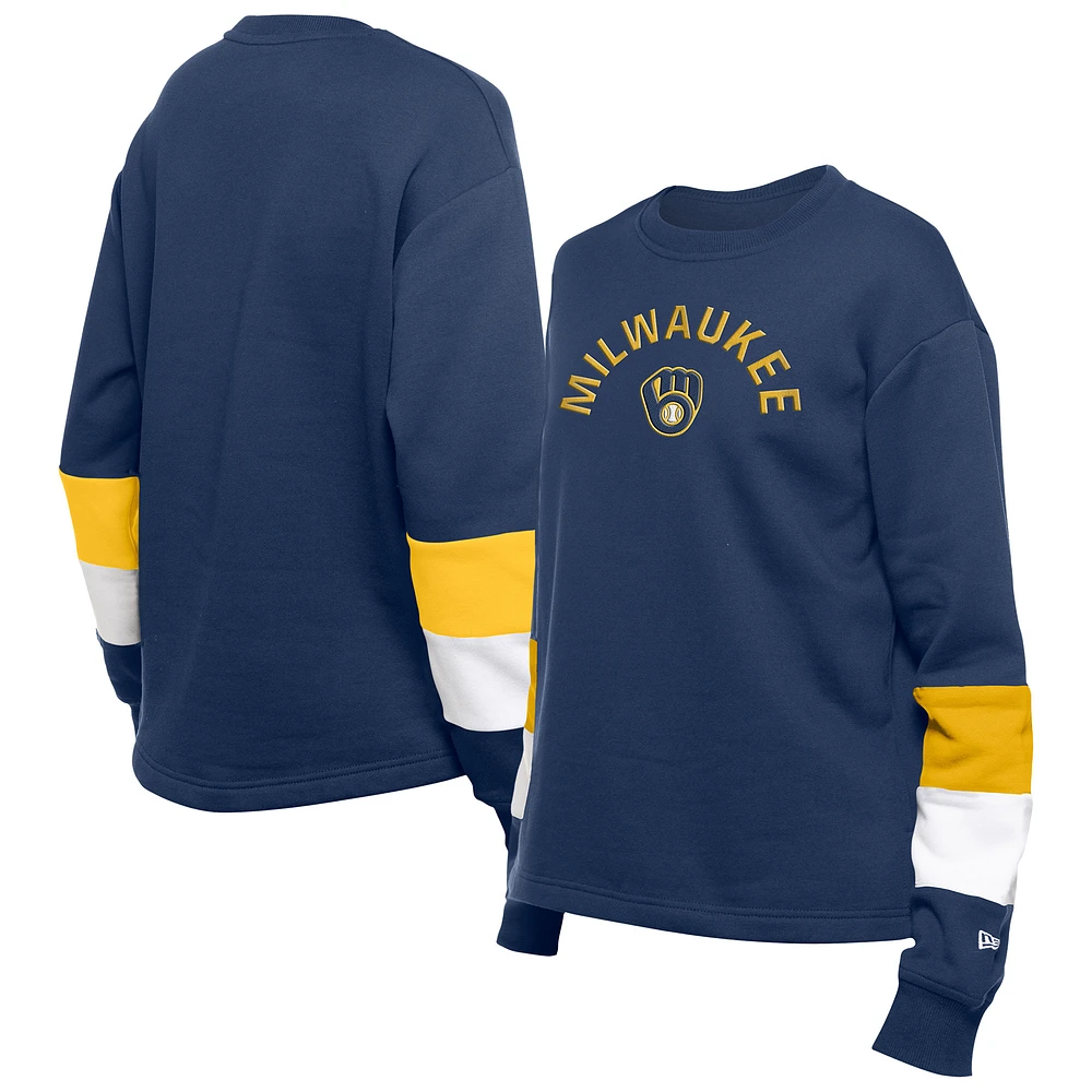 Women's New Era Navy Milwaukee Brewers Game Day Color Pullover Sweatshirt