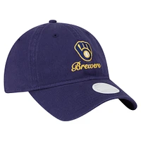 Women's New Era  Navy Milwaukee Brewers Preppy Team 9TWENTY Adjustable Hat
