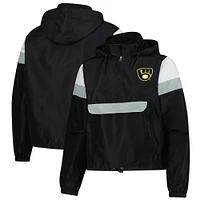 Veste à capuche anorak fermeture éclair quart de tour pour femme Profile Black Milwaukee Brewers