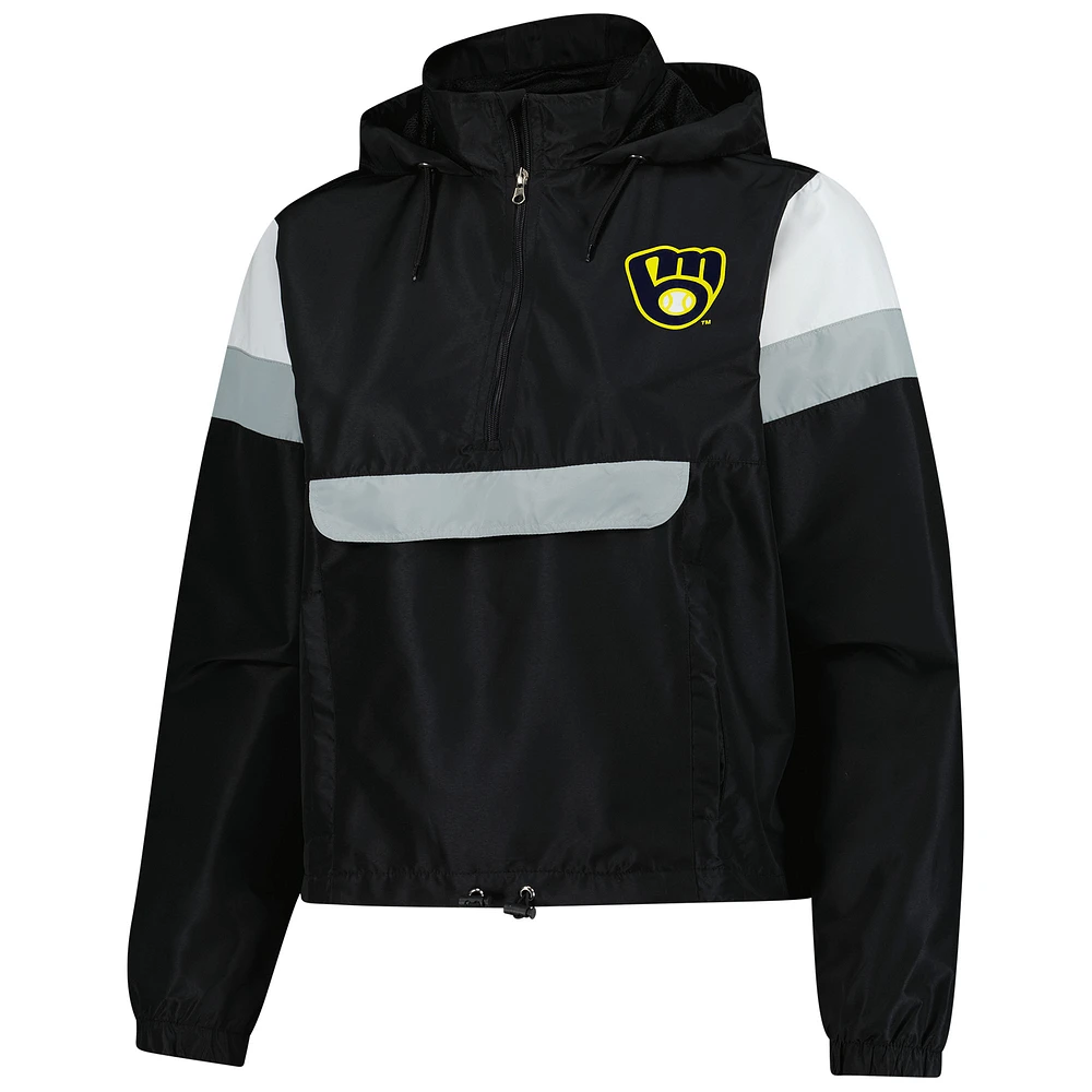 Veste à capuche anorak fermeture éclair quart de tour pour femme Profile Black Milwaukee Brewers