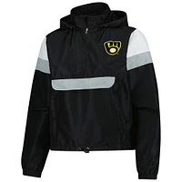 Veste à capuche anorak fermeture éclair quart de tour pour femme Profile Black Milwaukee Brewers