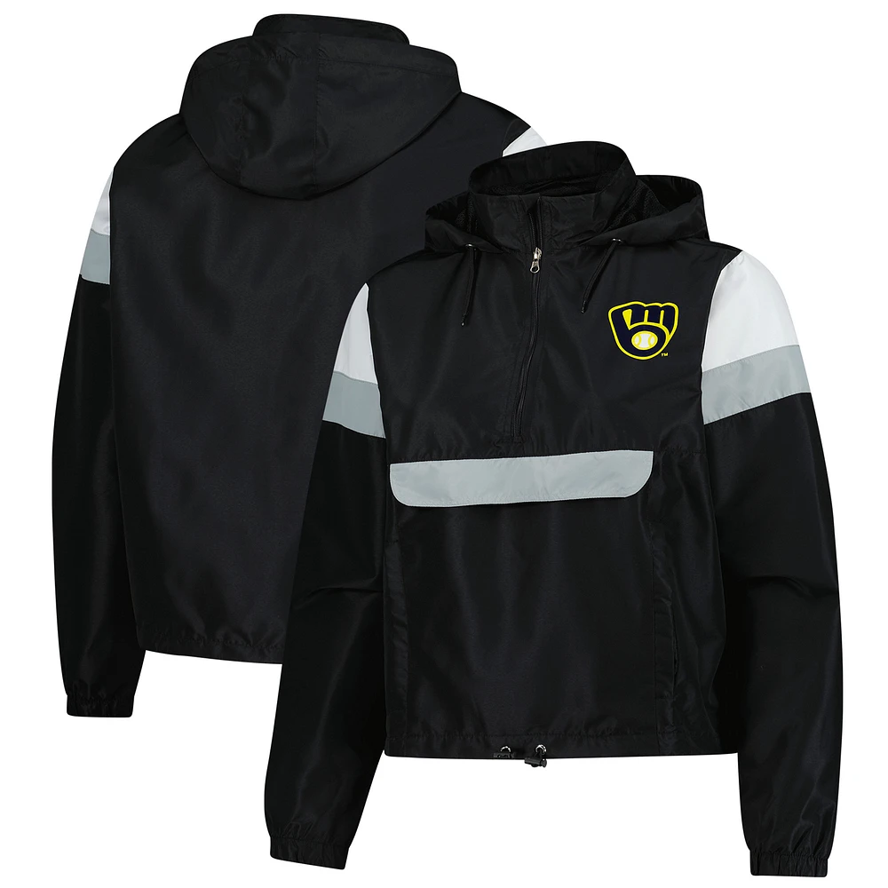 Veste à capuche anorak fermeture éclair quart de tour pour femme Profile Black Milwaukee Brewers