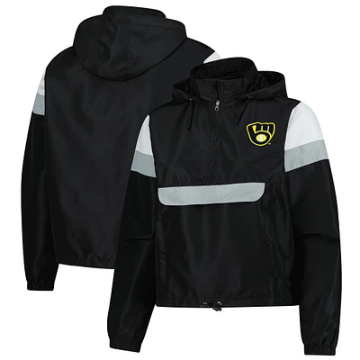 Veste à capuche anorak fermeture éclair quart de tour pour femme Profile Black Milwaukee Brewers
