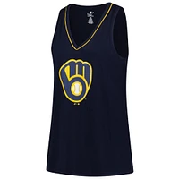 Débardeur à col en V Stellar Win de grande taille pour femme, bleu marine, des Milwaukee Brewers