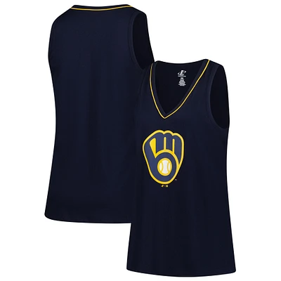Débardeur à col en V Stellar Win de grande taille pour femme, bleu marine, des Milwaukee Brewers