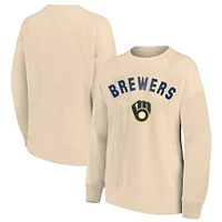 Women's Profile  Oatmeal Milwaukee Brewers French Terry Pullover Sweatshirt