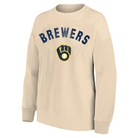 Women's Profile  Oatmeal Milwaukee Brewers French Terry Pullover Sweatshirt