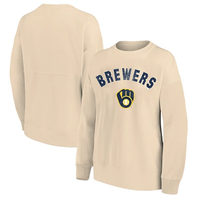 Women's Profile  Oatmeal Milwaukee Brewers French Terry Pullover Sweatshirt
